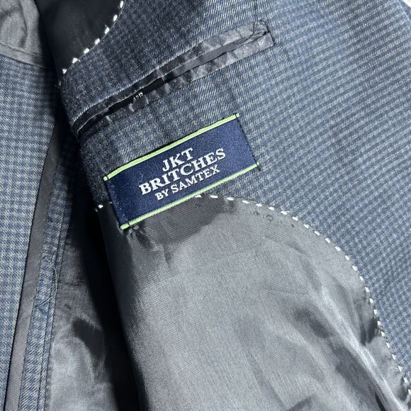 JKT Britches by Samtex Mens Suit Jacket 42R Navy Gray - Picture 6 of 11